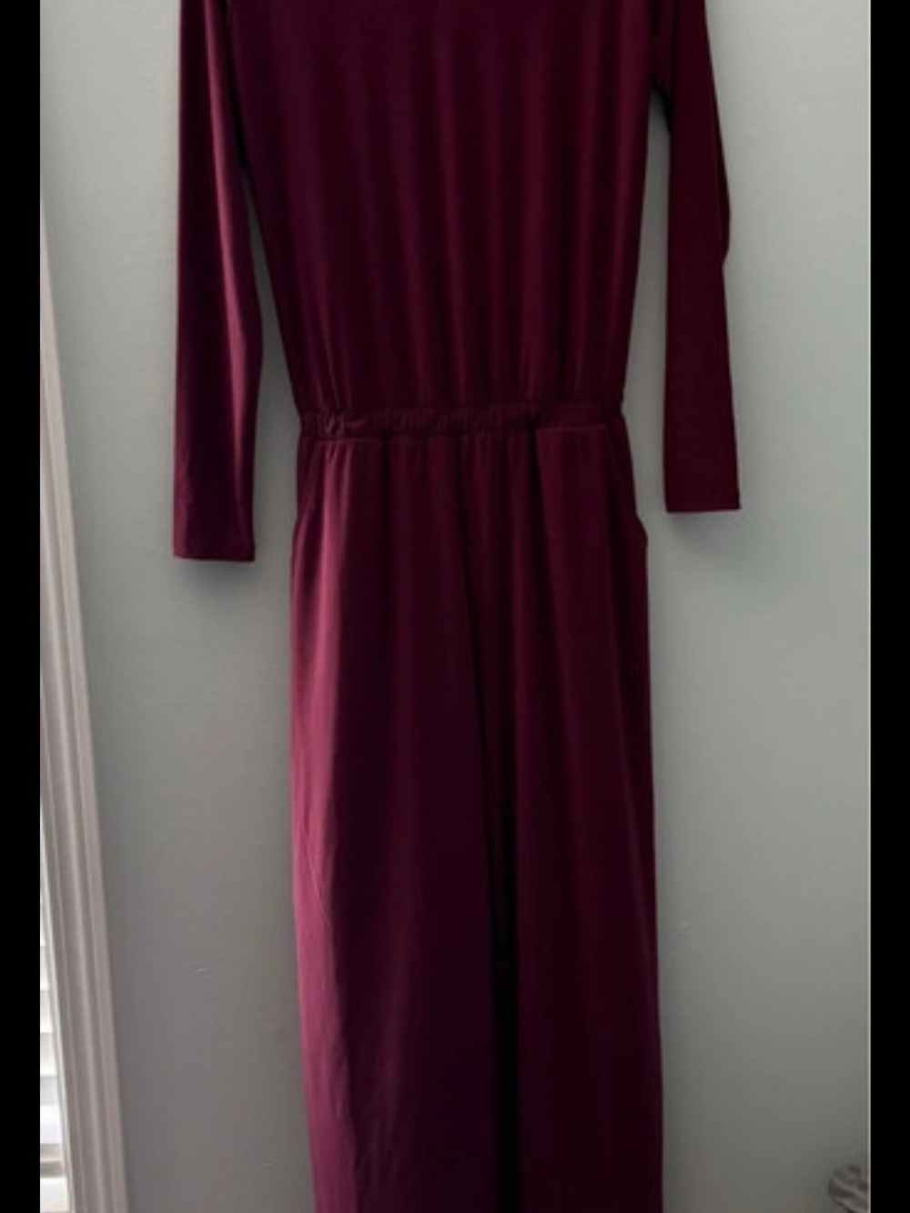 Women's Long Sleeve Burgundy Jumpsuit